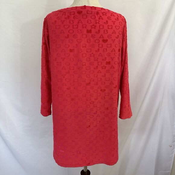Marc by Marc Jacobs Swimwear Coverup Red Velour Textured Monogram Dress M - Picture 5 of 7